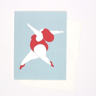 Pianissimo Press การ์ดอวยพร การ์ดเปล่า รูปหญิงสาวอารมณ์ดี เล่นยิมนาสติก Blank Card รุ่น Work O