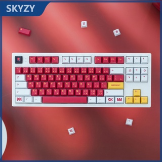 129 คีย์ EVA-02 Keycaps Cherry Profile Asuka Langley Soryu อะนิเมะ PBT DYE-SUB คีย์บอร์ดเครื่องกล Keycap