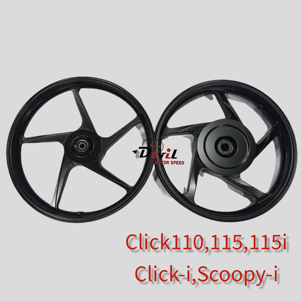 ล้อแม็กเดิม Click110, Click-i, Scoopy-i, Icon ขอบ 14"  **สีดำล้วน หน้าหลัง ขายเป็นคู่