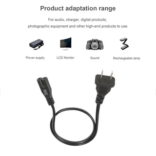สาย AC 2 รู ยาว 1.5 เมตร พร้อม ปลั๊กเสียบ 2 ขาแบน 6A 250V สีดำ