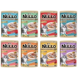 ยกโหล 12 ซอง เน็กโกะเพาซ์ Nekko อาหารเปียกลูกแมว แมวโต แมวอายุ7+ และ11+ ขนาด70กรัม มีทุกรสรับประกันสินค้าใหม่