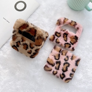 เคสโทรศัพท์มือถือ ผ้ากํามะหยี่ขนนิ่ม กันกระแทก พิมพ์ลายเสือดาวน่ารัก สําหรับ samsung Galaxy Z Flip 3 5G Z Flip3 Z Flip4