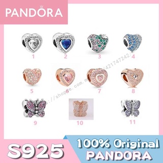 Pandora จี้รูปหัวใจ สีชมพูประกายทอง S925 ของขวัญวันเกิด สําหรับสุภาพสตรี p825