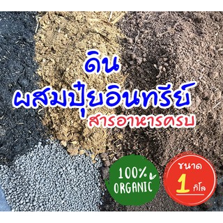 ดินพร้อมปลูก ดินผสมปุ๋ยอินทรีย์ เร่งใบ เร่งดอก ดินออแกนิค100% สูตรสารอาหารครบถ้วน ดินปลูกต้นไม้ ดินปลูกพืช 1 กิโล