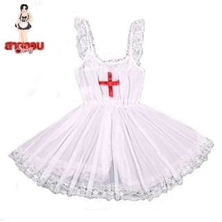 👗 ชุดนอนกระโปรงคอสเพลย์พยาบาล ไซส์ใหญ่ 2XL สาวอวบ สาวอ้วน ใส่ได้สบายๆ M-042