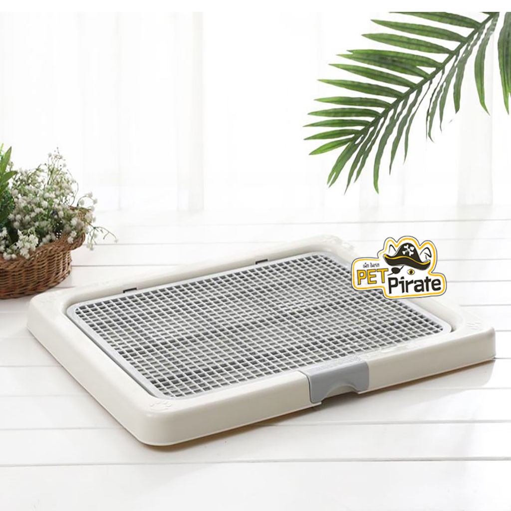 Kanimal ถาดรองฉี่สุนัข มีตะแกรง เหมาะกับสุนัขพันธุ์เล็ก ถาดฉี่หมา ถอดทำความสะอาดได้ ห้องน้ำสุนัข (Size M : 55x45x3 ซม.)