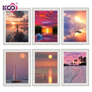 Ks ภาพจิตรกรรมปักครอสติสลาย Sunrise 5D ติดประดับเพชร DIY สําหรับตกแต่งบ้าน 30X40ซม.