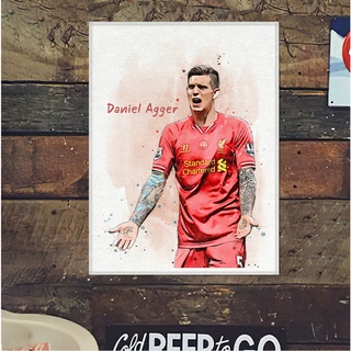 โปสเตอร์ ผ้าแคนวาส Daniel Agger Liverpool แดเนียล แอ็กเกอร์ ตำนาน นักเตะ ลิเวอร์พูล ภาพวาด ศิลปะ นักบอล นักฟุตบอล