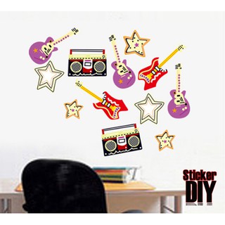 Transparent Wall sticker สติ๊กเกอร์ติดผนัง เครื่องดนตรี (กว้าง100cm.xสูง80cm.)