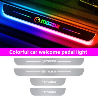 【Customized】โคมไฟโปรเจคเตอร์เลเซอร์ Led รูปโลโก้ สําหรับติดประตูรถยนต์ Mazda USB