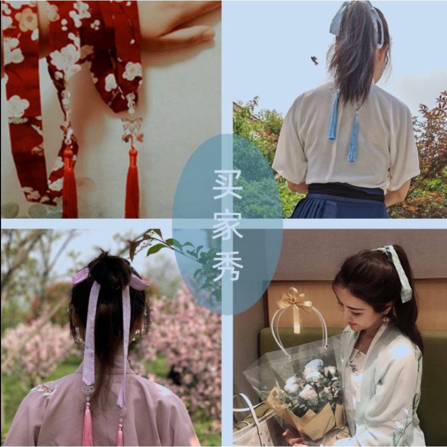 *พร้อมส่ง สีแดงหมด* โบผูกผม ผ้าผูกผมสไตล์จีน ชุดจีน hanfu เครื่องประดับผม