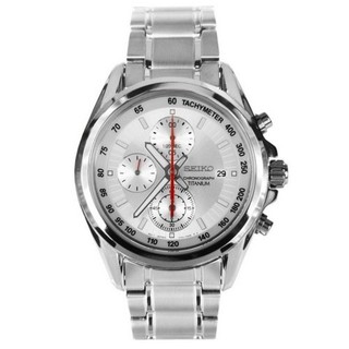 Seiko Chronograph Mens Watch Silver Stainless Steel Strap SNDE57P1