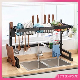 Kitchen shelf ชนิดสเตนเลส  ชั้นคร่อมอ่างล้างจาน สำหรับวางจาน แถ้ว ถ้วย  [A699]