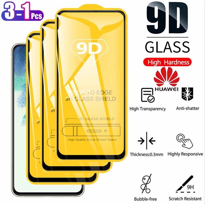 ( ซื้อ 2แถม1)9D ฟิล์มกระจกแบบเต็มจอ for Huawei Nova 5T 3 3i Y9 2019 Y9 Prime Y9 2018 Y7Pro Y9A Y6S P30 P20Pro Mate20Lite