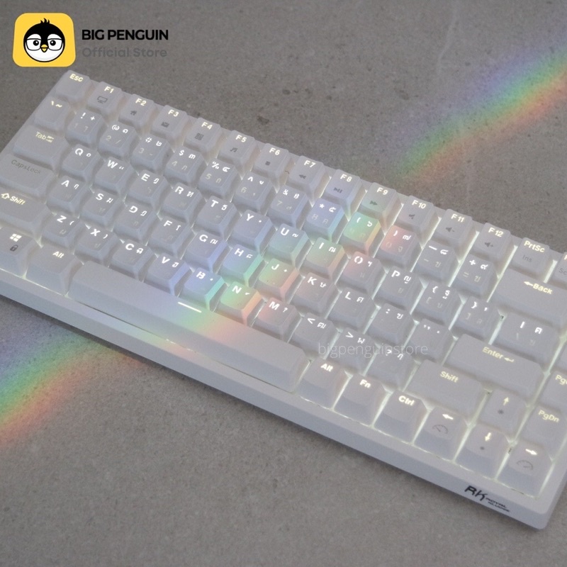 Keycap ไทย ไฟลอด 104 ปุ่ม Mechanical Keyboard สีขาว