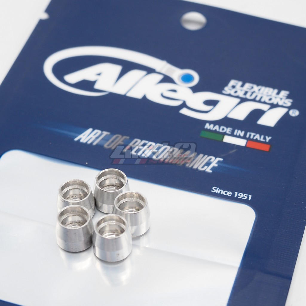 Allegri ตาไก่อลูมิเนียม สำหรับย้ำฟิตติ่วสายเบรค 1ชิ้นและ5ชิ้น (made in Italy)