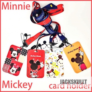 ซองใส่บัตรพร้อมสายคล้องคอลายแมวและหนู Disney card holder Mickey Mouse Cartoon Hard PU Card Holder Identity Badge With Lanyard Neck Strap Card Nus ID Holder With Key Chain