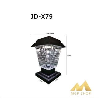 โคมหัวเสาโซล่าเซลล์ รุ่น JD-X79 สีเหลี่ยม X79 ปรับได้ 2 สีในโคมเดียว แสงขาว/แสงวอมไวท์