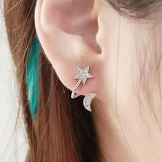 Pentagonal Star Love Moon ear clip earrings female Earrings