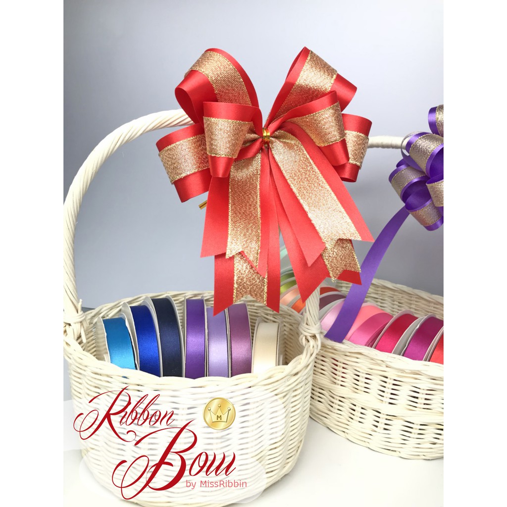 Missribbin[no.2603202](20ชิ้น) โบว์ติดของขวัญ กระเช้าเล็ก ขนาดโบว์5.5*7"