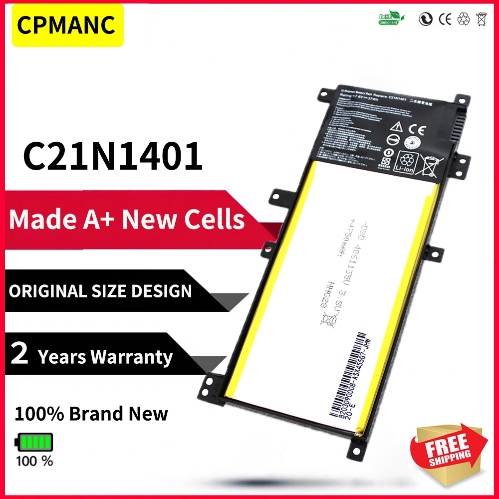 CPMANC New Laptop Battery C21N1401 C21PQCH PP21AT149Q-1 For Asus X455L X455LA X455LD X455LJ A556U Y483L