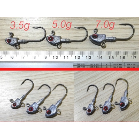 [คนตกปลา]หัวจิ๊กปลายาง เกี่ยวหนอนเหยื่อยาง ตีเหยื่อปลอม ขนาด 3.5g 5.0g 7.0g 10.0g 14.0g 20.0g กรัม จัดราคาพิเศษ..