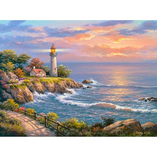 diy round diamond square diamond seaside lighthouse diamond painting/cross stitch/bedroom living room/wall stickers wall painting decoration