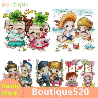 bou【Ready Stock】Cross Stitch Cartoon Kids Partner Embroidery Set 14CT Stamp DIY Needlepoint