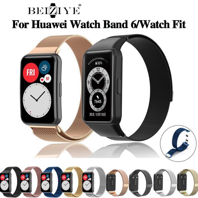 {beiziye}HUAWEI Band 6 pro smart band huawei band 6 สายนาฬิกาสแตนเลส สำหรับ huawei watch fit smart watch
