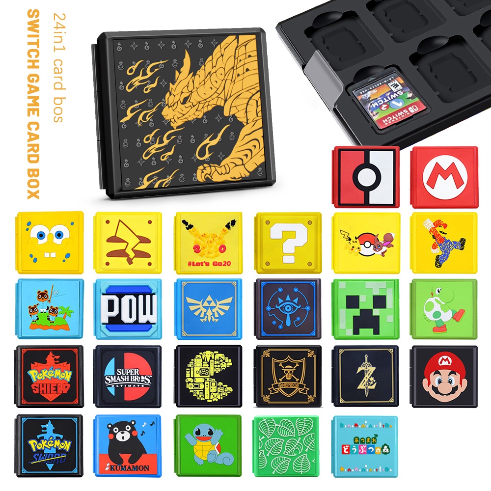 เคสกล่องเก็บการ์ดเกม Nintendo Switch OLED สําหรับ Nintendo Switch 12 NS และการ์ดหน่วยความจํา Micro SD 12 ใบ