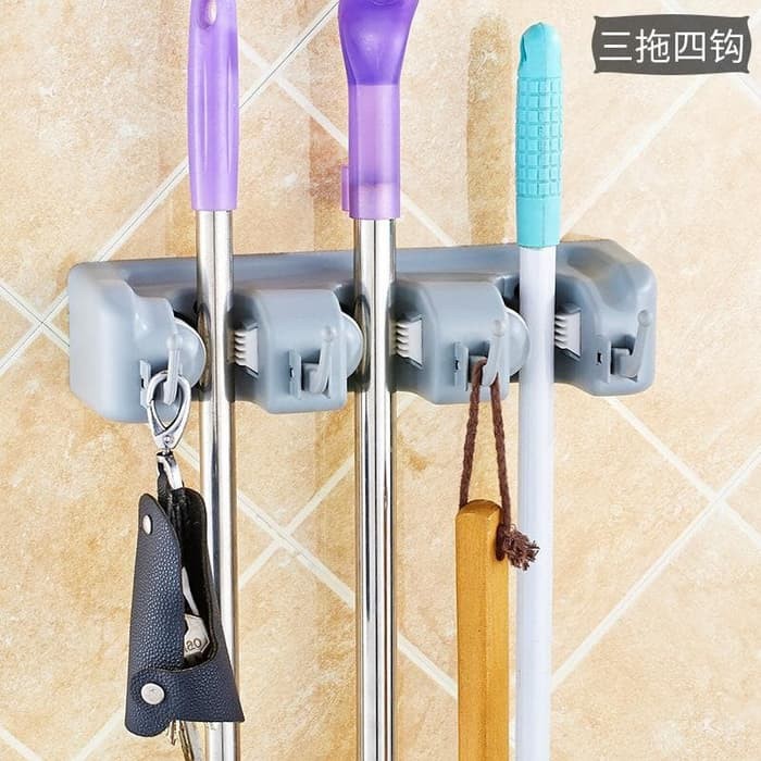 GUNDAN W89 JUMBO 3-SLOT BROOM HANGER / MAGIC MOP HOLDER