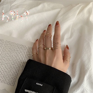 Simple Woman Alloy Double-layer Geometric Cross Ring Set