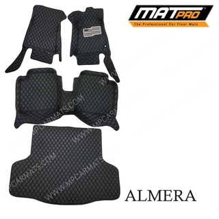 MatPro พรมปูพื้นเข้ารูป 5D 6D Premium Fitted Leather Car Mats สำหรับรถรุ่น  NISSAN ALMERA ปี 2013-2019 + ถาดท้าย