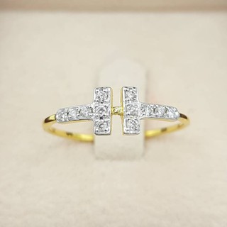 SK Jewelry แหวนเพชรอักษร H ทองแท้ 9k (37.50%)  เพชรเกสรแท้ หรูหรา สวยๆ