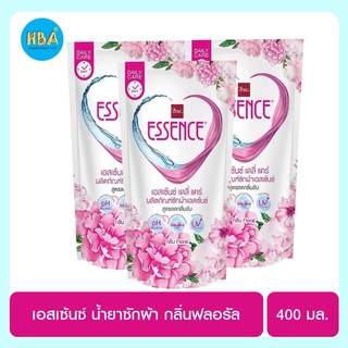 Essence เอสเซ้นซ์ น้ำยาซักผ้า กลิ่นฟลอรัล สีชมพู ขนาด 400 มล. แพ็ค 3 ถุง