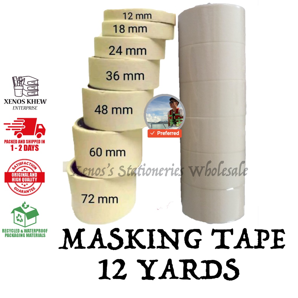 เทปสวมหน้ากาก AAA 12 มม./ 18 มม./ 24 มม./ 36 มม./ 46 มม./ 60 มม./ 72 มม. (12 YARDS)