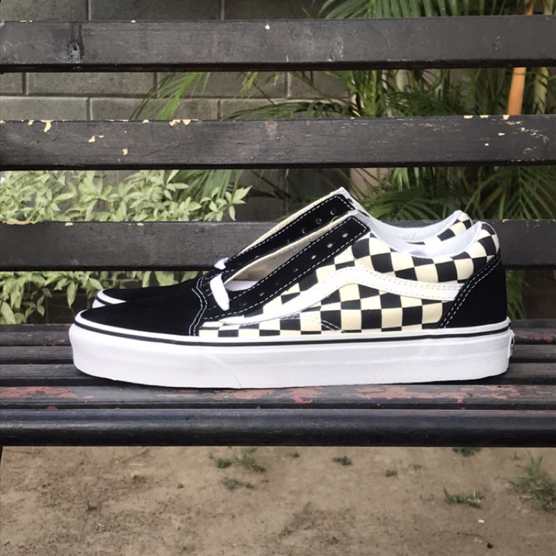 Oldskool Primary Checkerboard Vans Shoes Black White ของแท้ 100% PT Navya