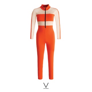 V ACTIVEWEAR SS2022 UV JUMPSUIT ORANGE NUDE ชุดว่ายน้ำแขนยาวขายาว มีฟองน้ำในตัว ผ้าหนา กัน UV UPF 50+