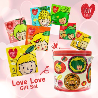 (🎁GIFTSET🎁 💝กระป๋องเลิฟฟาร์ม+ เลิฟฟาร์มซอง 7 รส) 💖เลิฟฟาร์ม (LOVEFARM)  ของขวัญ พรีเมียม ขนม ผลไม้อบแห้ง