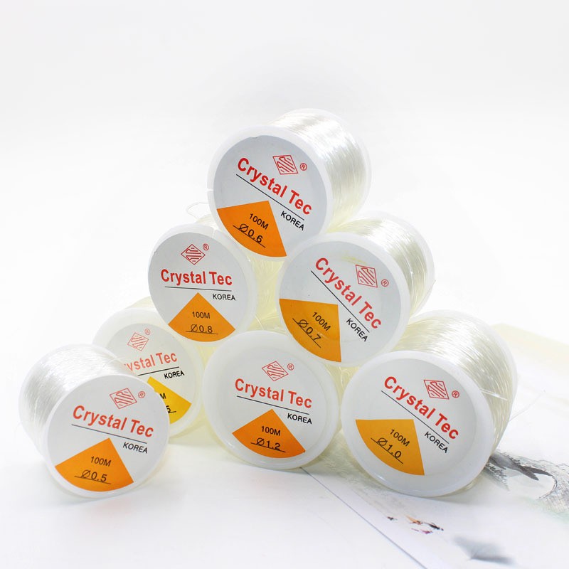 เส้นเอ็นสีใส ยืดหยุ่น ขนาด 0.5-1 มม. สำหรับร้อยเครื่องประดับ สร้อยคอ สร้อยข้อมือ งานฝีมือ DIY 5-12 เ