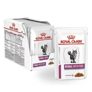 Royal Canin Renal with fish Pouch ขนาด 85กรัม x 12 ซอง อาหารเปียกแมวโรยัลคานินโรคไต ค่าไตสูง