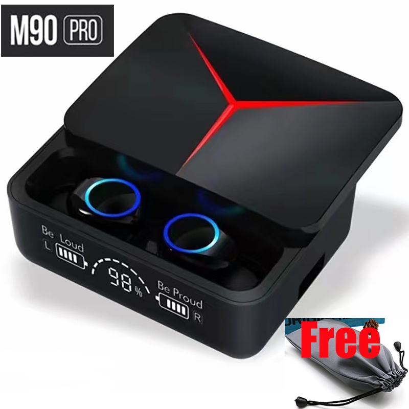 มาใหม่ล่าสุด M90 Pro TWS หูฟัง HD เสียงเสียงรบกวน Cancelling หูฟัง BT หูฟังไร้สาย M90Pro พร้อมกล่องช