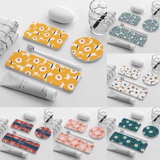 พร้อมส่งสีน้ำเงิน🌧️แผ่นหินmarimekkoซับน้ำวางสบู่ แก้ว preorder