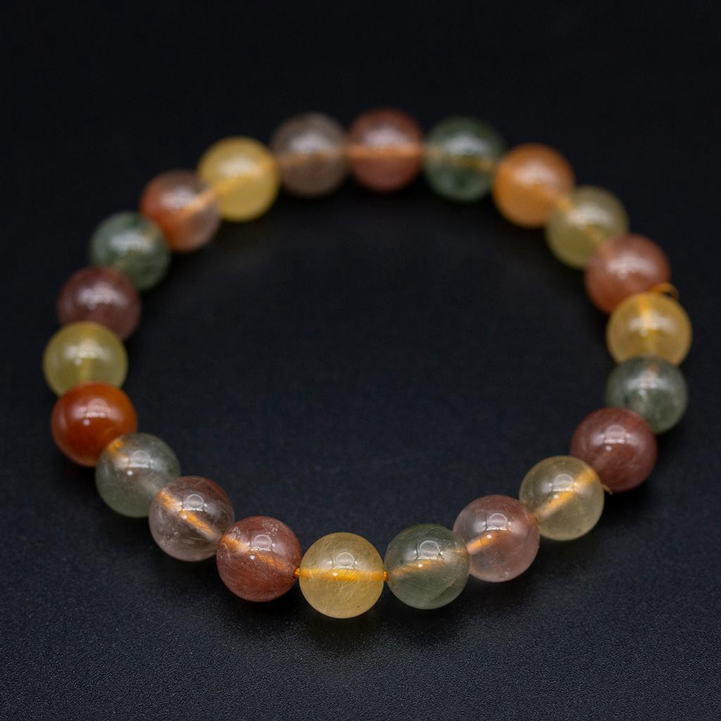 สร้อยข้อมือไหม 5 สี (Rutile quarts) หนัก 117.42 กะรัต ลายสวย เนื้อสะอาด พลอยแท้จากบราซิล