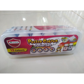 MAS TERART POSTER COLOUR JUNIOR SET12 สี ชุดสีโปสเตอร์ชุดจิตรกรน้อย 15 มล.
