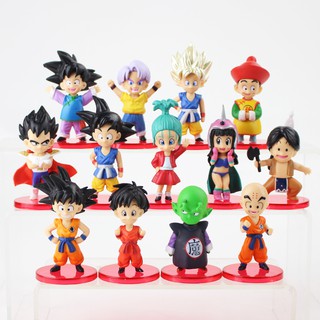 โมเดลฟิกเกอร์ Dragon Ball Z Son Goku Gohan Goten Vegeta Trunks Bulma Pan Chichi Piccolo Krillin 13 ชิ้น