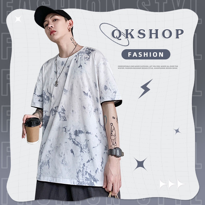 QKshop เสื้อยืดผ้ากีฬาคอกลม☄️ลายหินอ่อนสุดสวยมาก🔥สุดยอดแห่งความสวย💧สงบเรียบร้อยต้องมีแล้ว