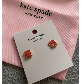 ต่างหู Kate Spade Everyday Spade enamel stud earrings Ooru3069 สีชมพู ใบโพธิ์