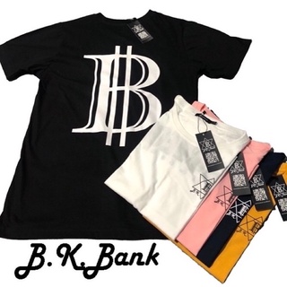 เสื้อยืดแบรนด์ B.K.bank cotton 100% ลายB