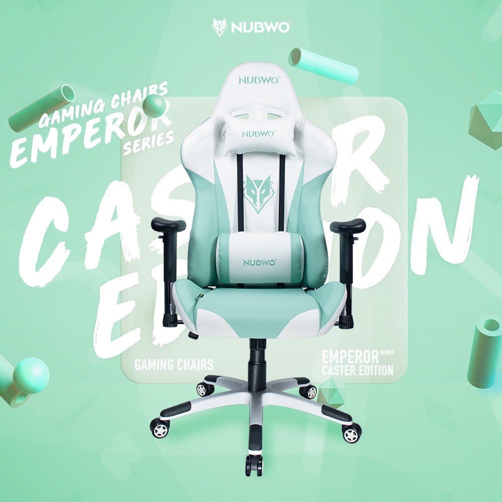 NUBWO *ส่งฟรี GAMING CHAIR CH-007เก้าอี้เกมมิ่ง  เขียวขาว ประกัน 1ปี